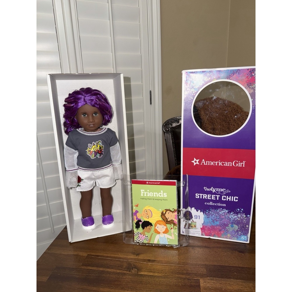 American Girl Truly Me #91 Doll "Street Chic" Purple Hair Gray Eyes Sonali New
